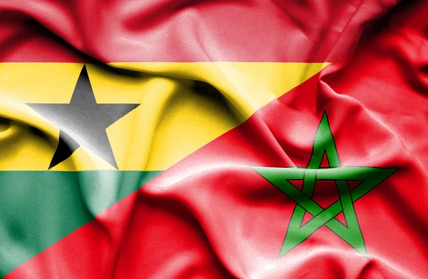 Bandera ondeante de Marruecos y Ghana —  Fotos de Stock