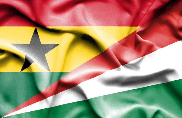 Viftande flagga Seychellerna och Ghana — Stockfoto