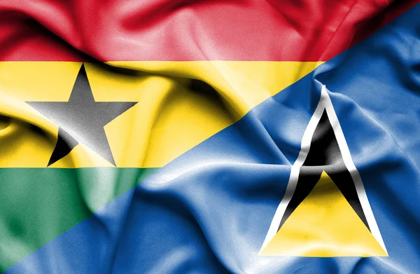 Flagge von st lucia und ghana schwenkend — Stockfoto