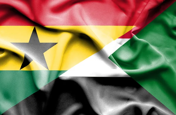 Ondeando la bandera de Sudán y Ghana — Foto de Stock