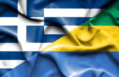 Gabon ve Yunanistan bayrağı sallayarak