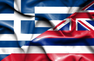 Hawaii ve Yunanistan bayrağı sallayarak