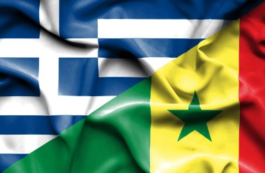 Senegal ve Yunanistan bayrağı sallayarak