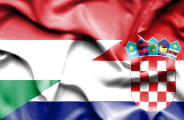 Waving flag of Croatia and Hungary clipart