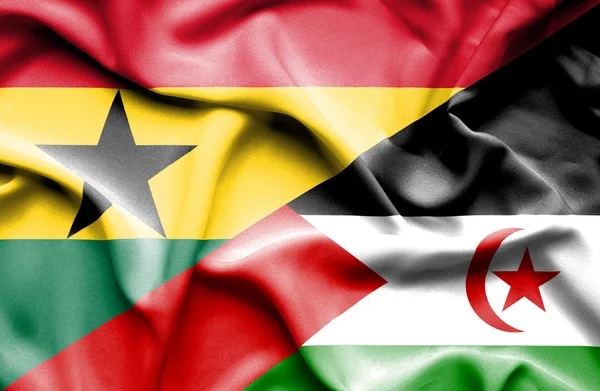 Wapperende vlag van de Westelijke Sahara en Ghana — Stockfoto