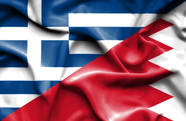 Bandeira ondulada do Bahrein e da Grécia — Fotografia de Stock