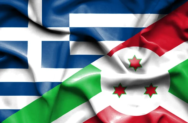 Viftande flagga Burundi och Grekland — Stockfoto