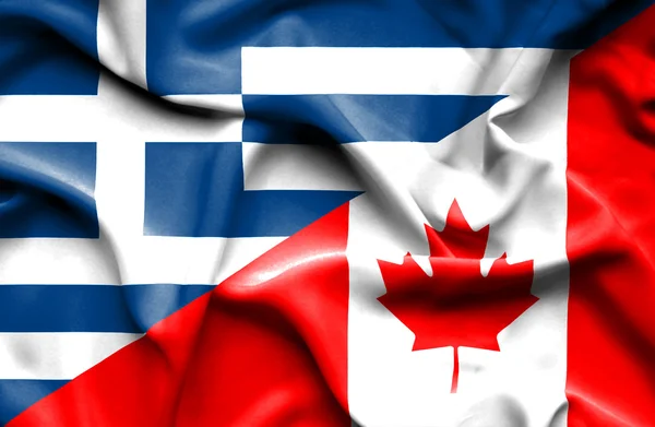 Kanada ve Yunanistan bayrağı sallayarak — Stok fotoğraf