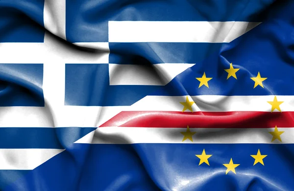 Bandera ondeante de Cabo Verde y Grecia — Foto de Stock