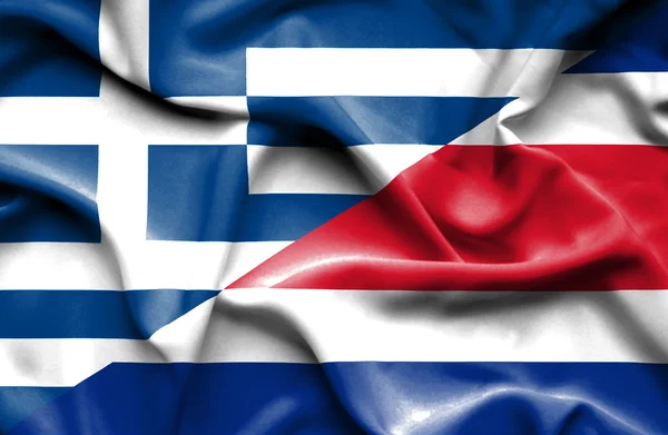 Bandera ondeante de Costa Rica y Grecia —  Fotos de Stock