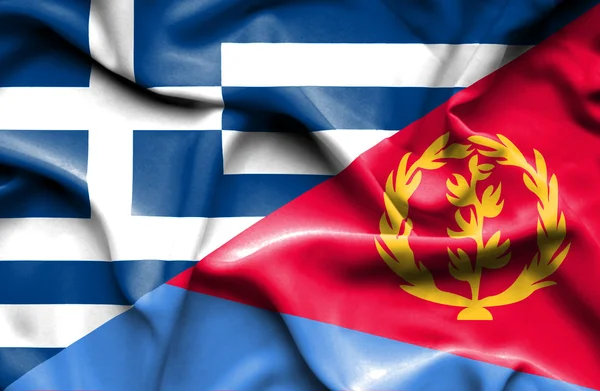 エリトリア、ギリシャの旗を振っています。 — ストック写真
