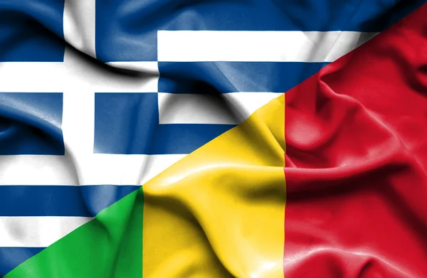Bandeira acenando de Mali e Grécia — Fotografia de Stock