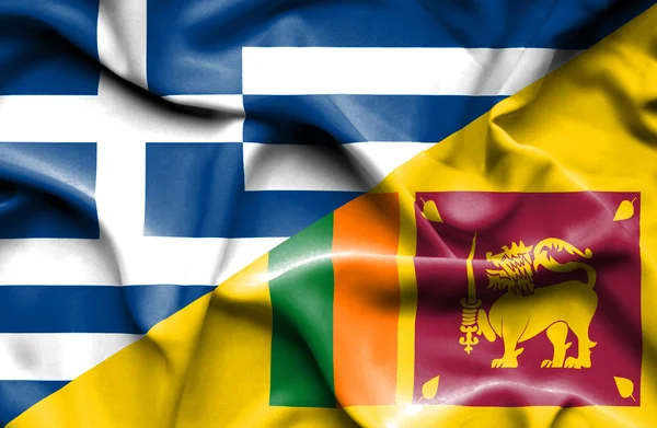 Sri Lanka ve Yunanistan bayrağı sallayarak — Stok fotoğraf