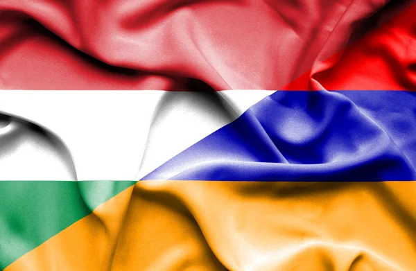Bandeira acenando da Armênia e Hungria — Fotografia de Stock