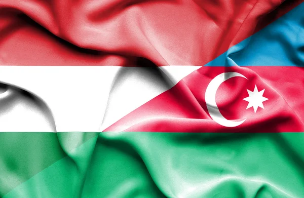 Waving flag of Azerbajan and Hungary — Stock Photo, Image