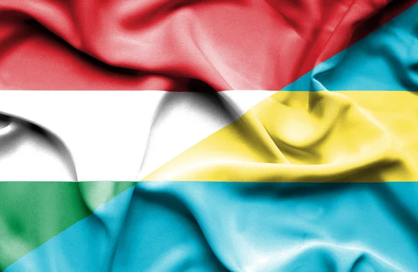 Macha flagą Bahama i Węgry — Zdjęcie stockowe
