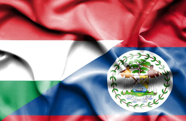 Bandeira acenando de Belize e Hungria — Fotografia de Stock