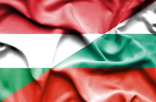 Waving flag of Bulgaria and Hungary — Stock Photo, Image