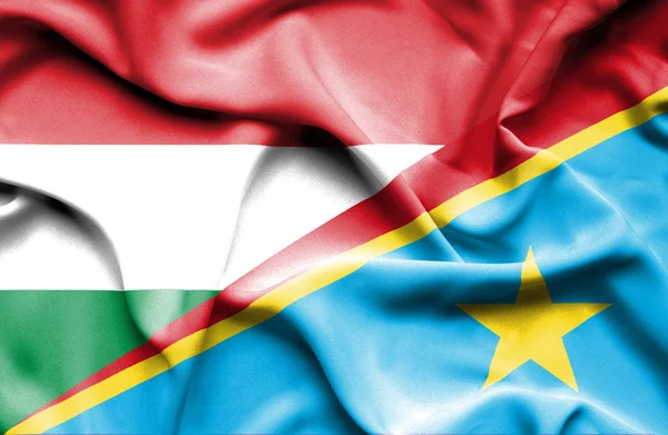 Bandeira da República Democrática do Congo e da Hungria — Fotografia de Stock