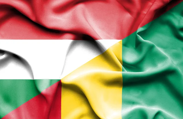 Flagge von Guinea und Ungarn schwenken — Stockfoto