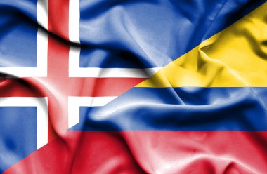 Columbia ve İzlanda bayrağı sallayarak