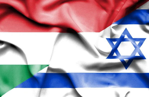 Bandeira acenando de Israel e Hungria — Fotografia de Stock