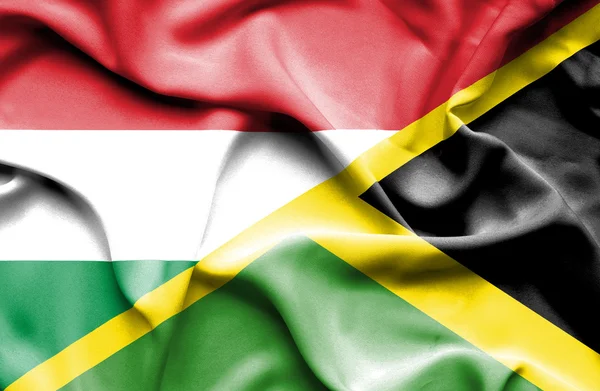 Waving flag of Jamaica and Hungary — Stock Photo, Image