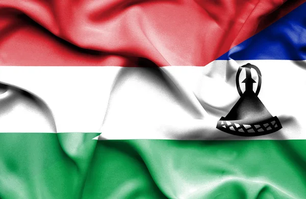 Waving flag of Lesotho and Hungary — Stock Photo, Image