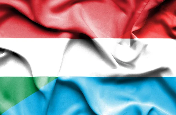 Mávání vlajkou Lucemburska a Maďarsko — Stock fotografie