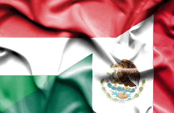 Vink flag Mexico og Ungarn - Stock-foto