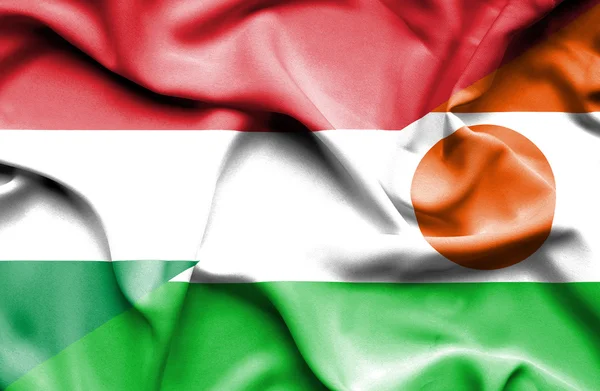 Bandera ondeante de Níger y Hungría —  Fotos de Stock