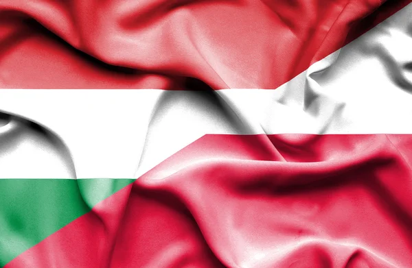 Waving flag of Poland and Hungary — Stock Photo, Image