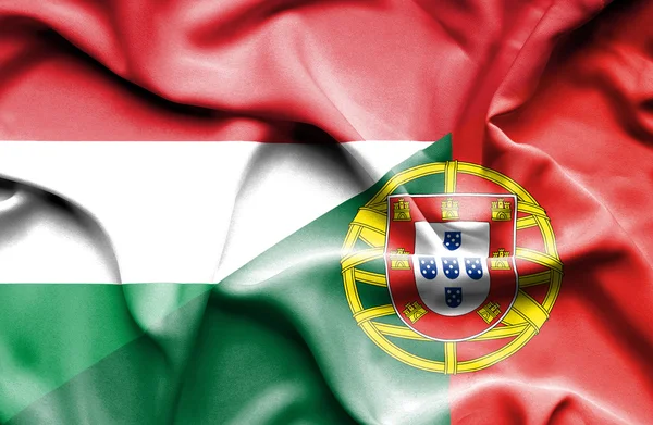 Portugal och Ungern viftande flagga — Stockfoto