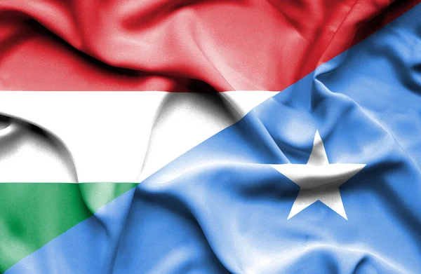 Waving flag of Somalia and Hungary — Stock Photo, Image