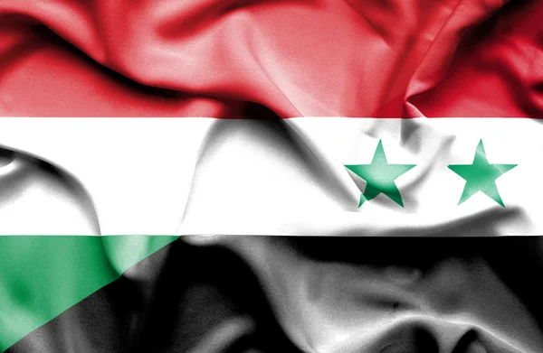 Wapperende vlag van Syrië en Hongarije — Stockfoto