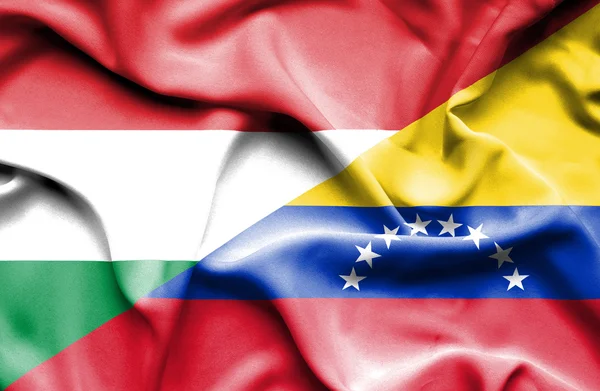Bandeira acenando de Venezuela e Hungria — Fotografia de Stock
