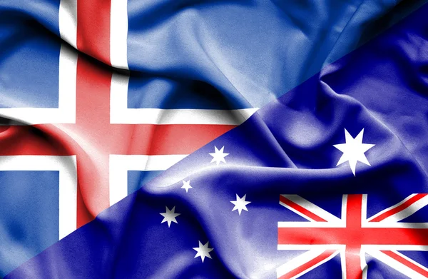 Bandera ondeante de Australia e Islandia — Foto de Stock