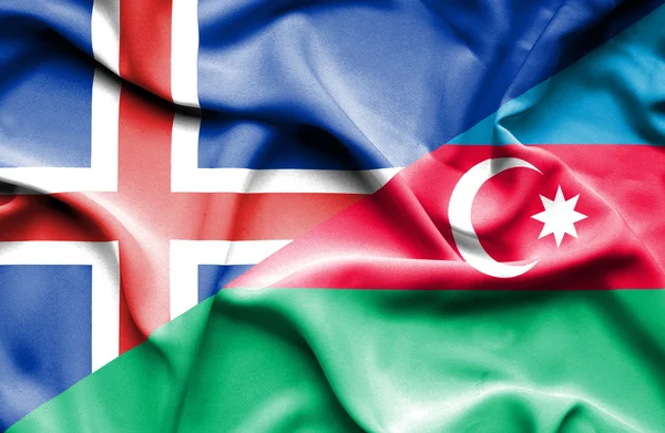 Bandera ondeante de Azerbajan e Islandia — Foto de Stock