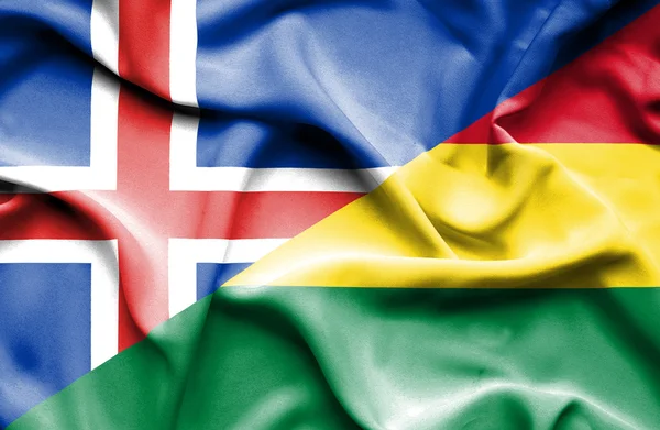 Bolivia och Island viftande flagga — Stockfoto