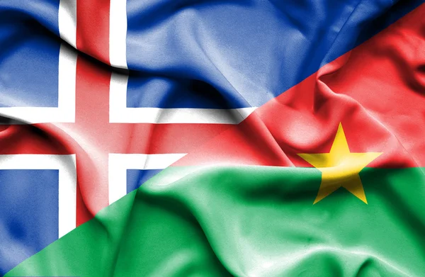 Bandeira acenando de Burkina Faso e Islândia — Fotografia de Stock