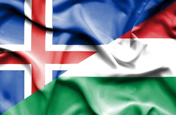 Bandera ondeante de Hungría e Islandia —  Fotos de Stock