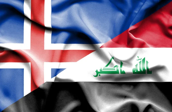이라크와 아이슬란드의 깃발을 흔들며 — 스톡 사진