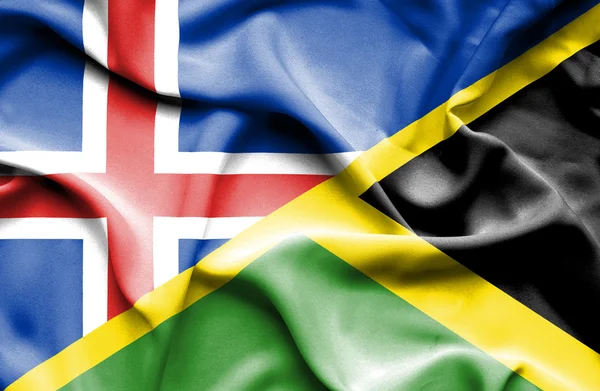 ジャマイカ ・ アイスランドの旗を振っています。 — ストック写真