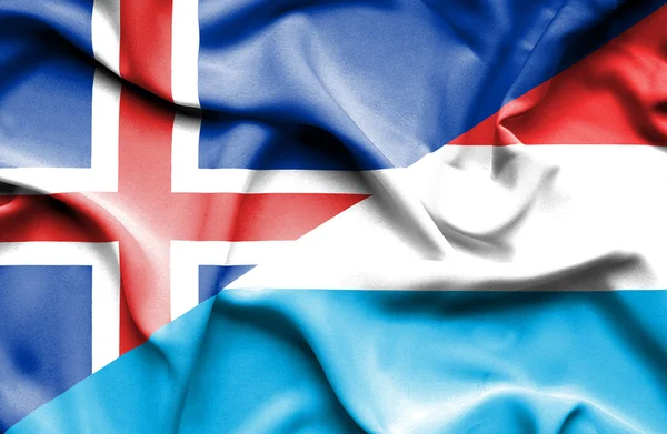 Bandera ondeante de Luxemburgo e Islandia — Foto de Stock