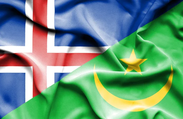 Bandiera sventolante di Mauritania e Islanda — Foto Stock