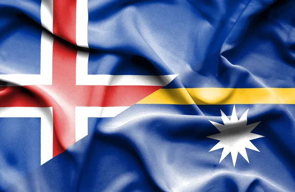Sventolando bandiera di Nauru e Islanda — Foto Stock