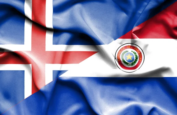 Bandera ondeante de Paraguay e Islandia —  Fotos de Stock