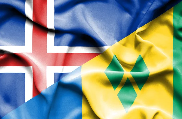 Bandeira de São Vicente e Granadinas e Islândia — Fotografia de Stock