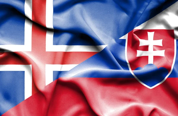 Slovakien och Island viftande flagga — Stockfoto