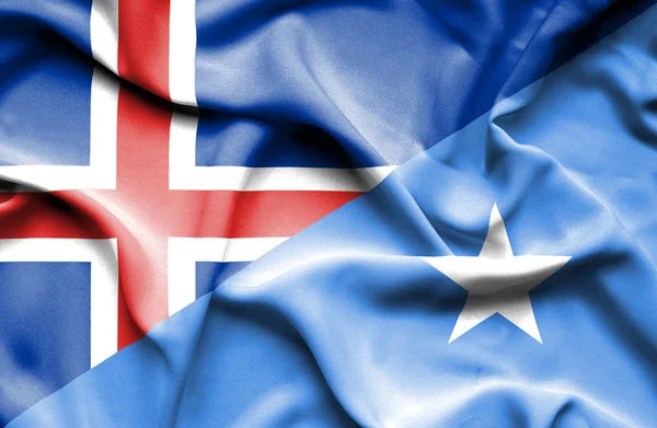 Wapperende vlag van Somalië en IJsland — Stockfoto